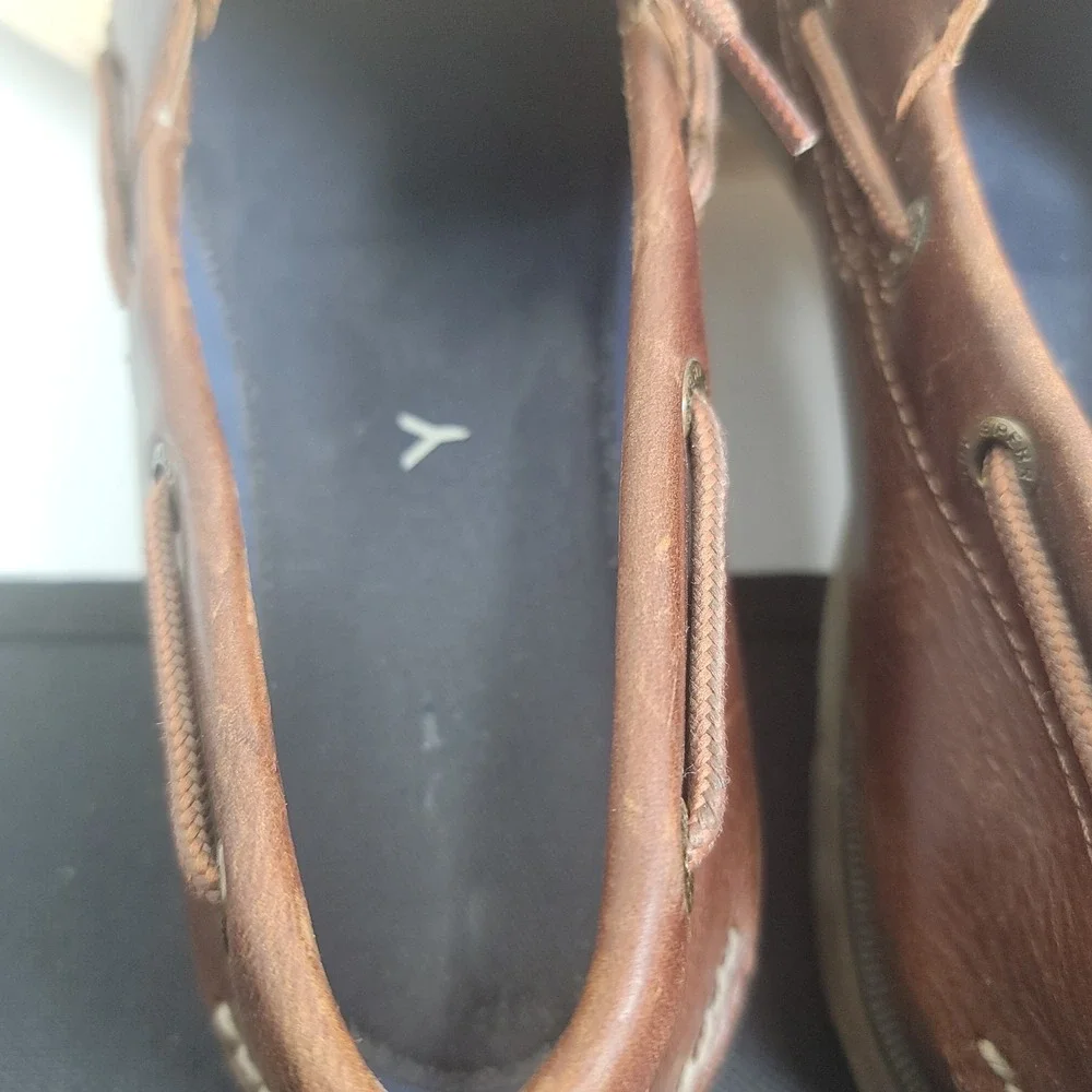 Sperry Top-Sider Leeward 2-Eye Leather Boat Brown Shoes STS18231 Men's Size 9.5